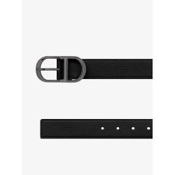 Leather belt with metal CD logo