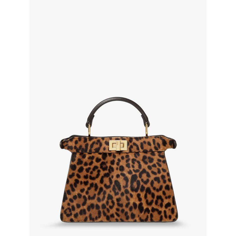 Peekaboo IseeU Petite Leather shoulder bag with Fendi Leo Print