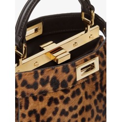 Peekaboo IseeU Petite Leather shoulder bag with Fendi Leo Print