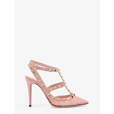 Rockstud suede and lace pumps