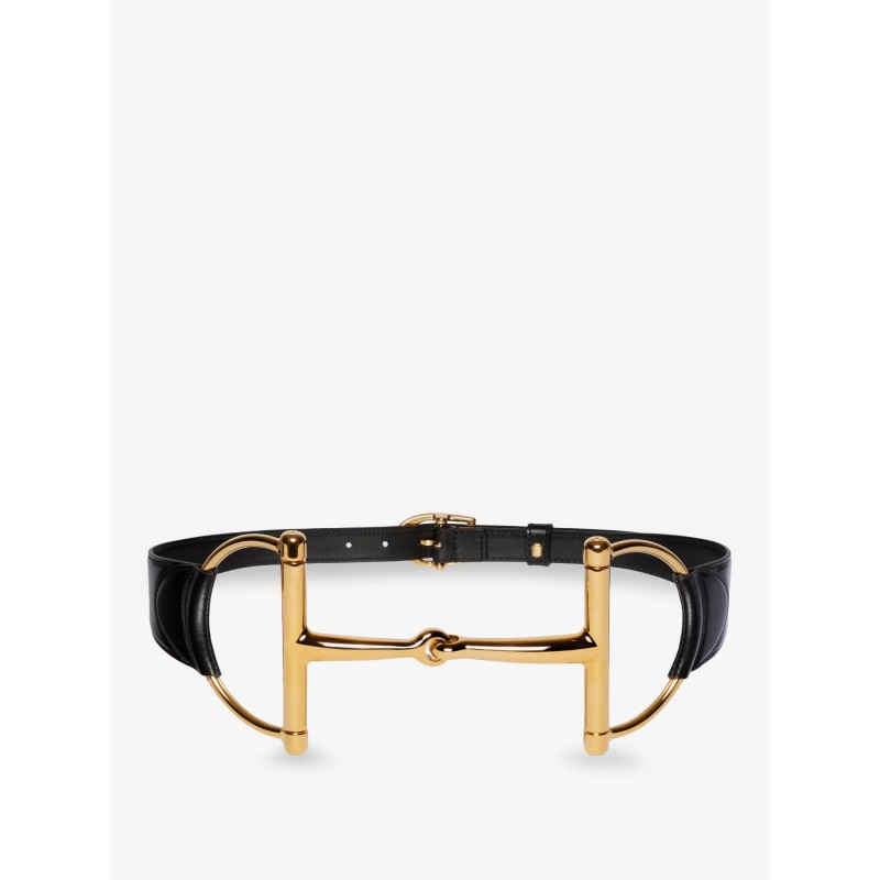Leather belt with oversized Horsebit