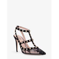 Rockstud suede and lace pumps