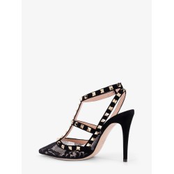 Rockstud suede and lace pumps