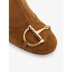 Suede boots with metal Horsebit