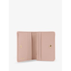 Quilted leather wallet with front lettering logo