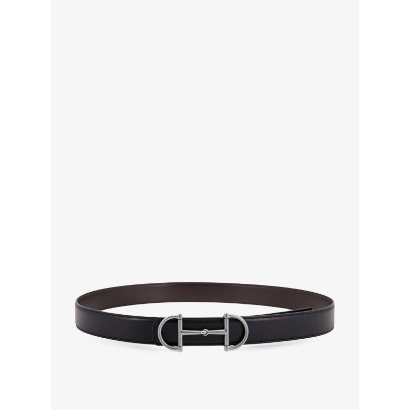 Leather belt with metal Horsebit buckle