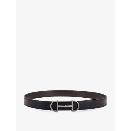 Leather belt with metal Horsebit buckle