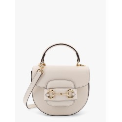 Leather handbag with horsebit detail on the front