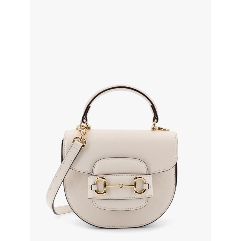 Leather handbag with horsebit detail on the front