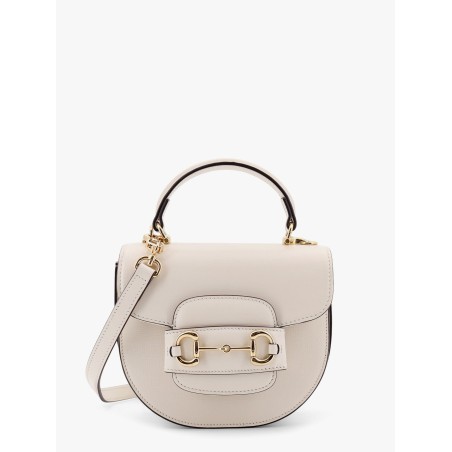 Leather handbag with horsebit detail on the front