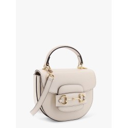 Leather handbag with horsebit detail on the front