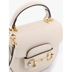 Leather handbag with horsebit detail on the front