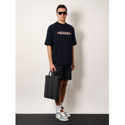 Gg supreme fabric shopping bag with shoulder strap