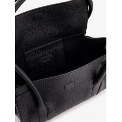 Leather shoulder bag with logo