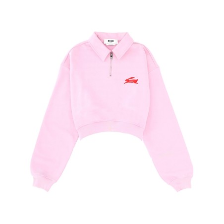 "FOLLOW THE RABBIT" COLLARED SWEATSHIRT