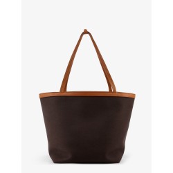 Canvas shoulder bag with leather inserts