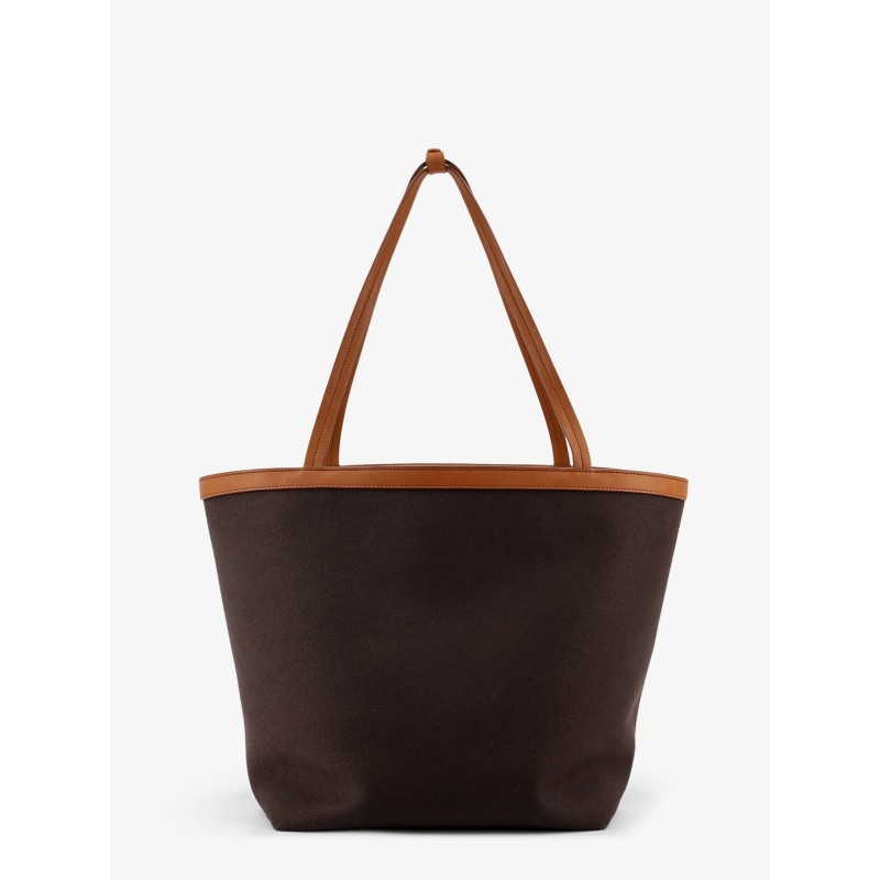 Canvas shoulder bag with leather inserts