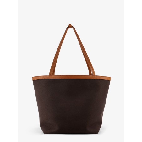 Canvas shoulder bag with leather inserts