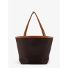 Canvas shoulder bag with leather inserts