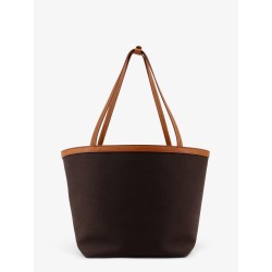 Canvas shoulder bag with leather inserts