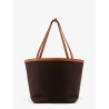 Canvas shoulder bag with leather inserts
