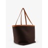 Canvas shoulder bag with leather inserts