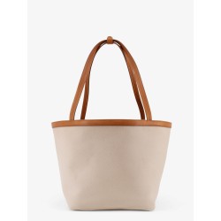 Canvas shoulder bag with leather inserts