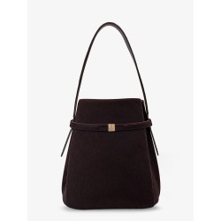 Pony skin shoulder bag with strap on the front