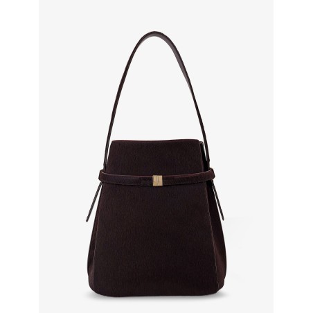 Pony skin shoulder bag with strap on the front