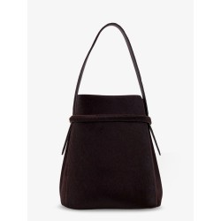Pony skin shoulder bag with strap on the front