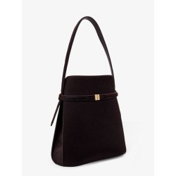 Pony skin shoulder bag with strap on the front