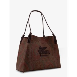Coated canvas shoulder bag with paisley jacquard pattern