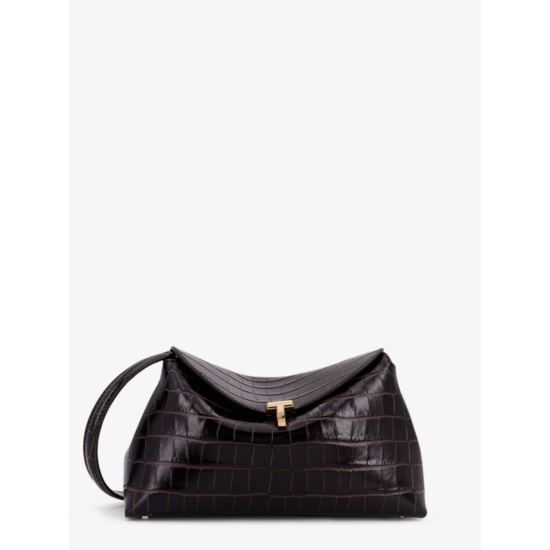 T-Lock leather crossbody bag with croco effect