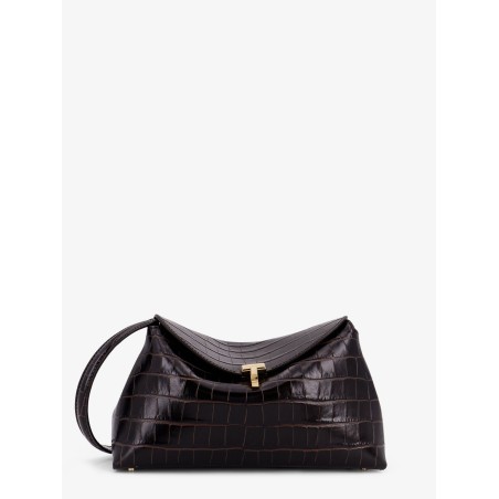 T-Lock leather crossbody bag with croco effect