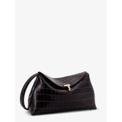 T-Lock leather crossbody bag with croco effect