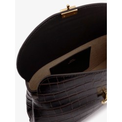 T-Lock leather crossbody bag with croco effect