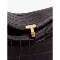 T-Lock leather crossbody bag with croco effect