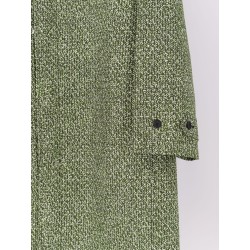 Double-breasted poplin coat with bouclé print