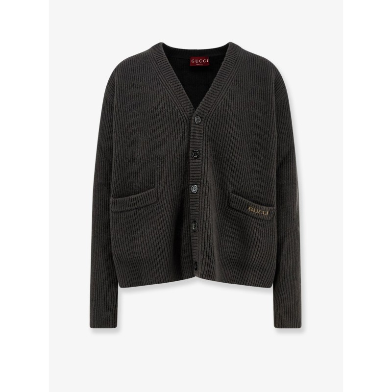 Ribbed wool and cashmere cardigan