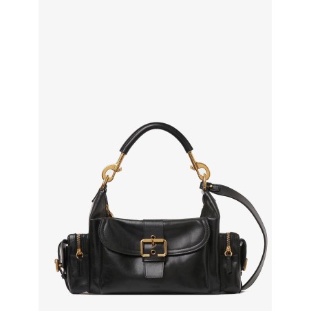 Carry shiny buffalo leather shoulder bag