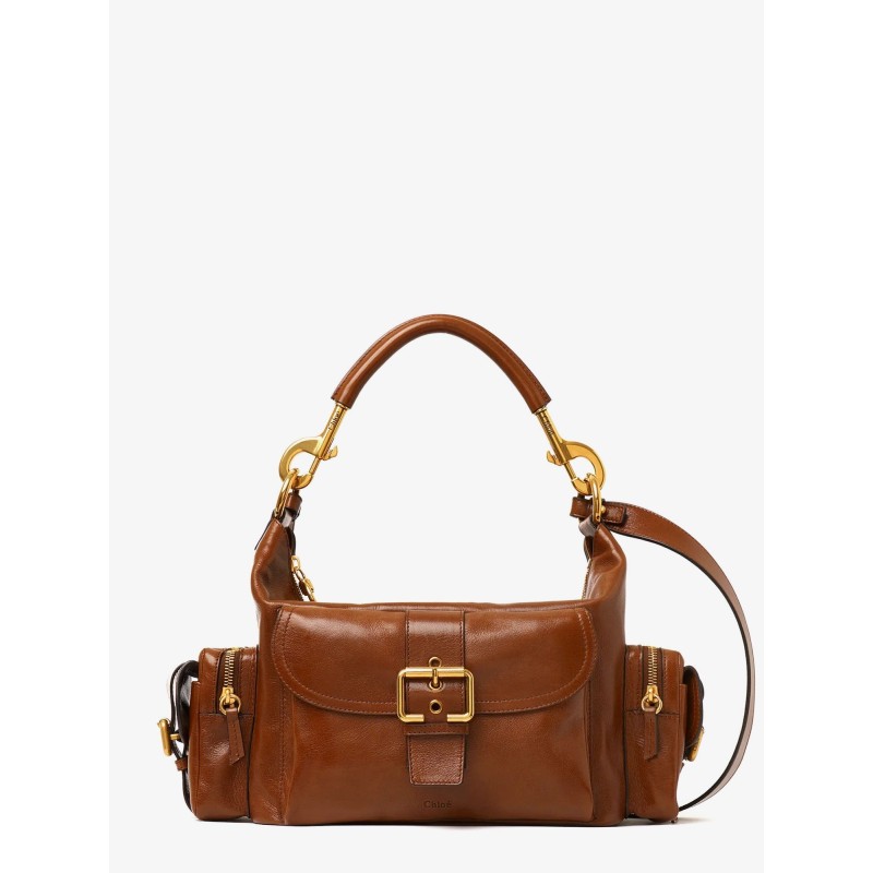 Carry shiny buffalo leather shoulder bag