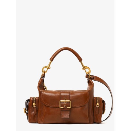 Carry shiny buffalo leather shoulder bag
