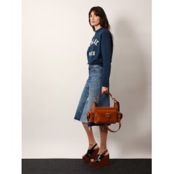 Carry shiny buffalo leather shoulder bag