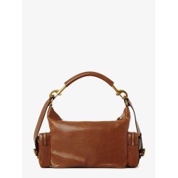 Carry shiny buffalo leather shoulder bag