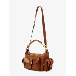 Carry shiny buffalo leather shoulder bag