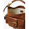 Carry shiny buffalo leather shoulder bag