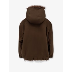 Faux fur jacket with nylon inserts