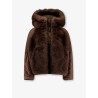 Faux fur jacket with nylon inserts
