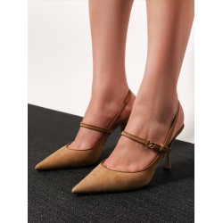 Suede slingback pumps