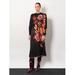 Satin midi dress with floral print